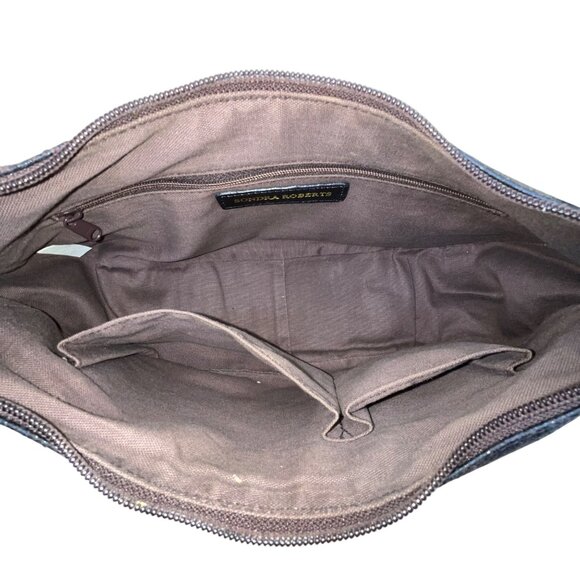 Sondra Roberts Women’s Black & Brown Crocodile Embossed Leather Shoulder Bag - Picture 7 of 11